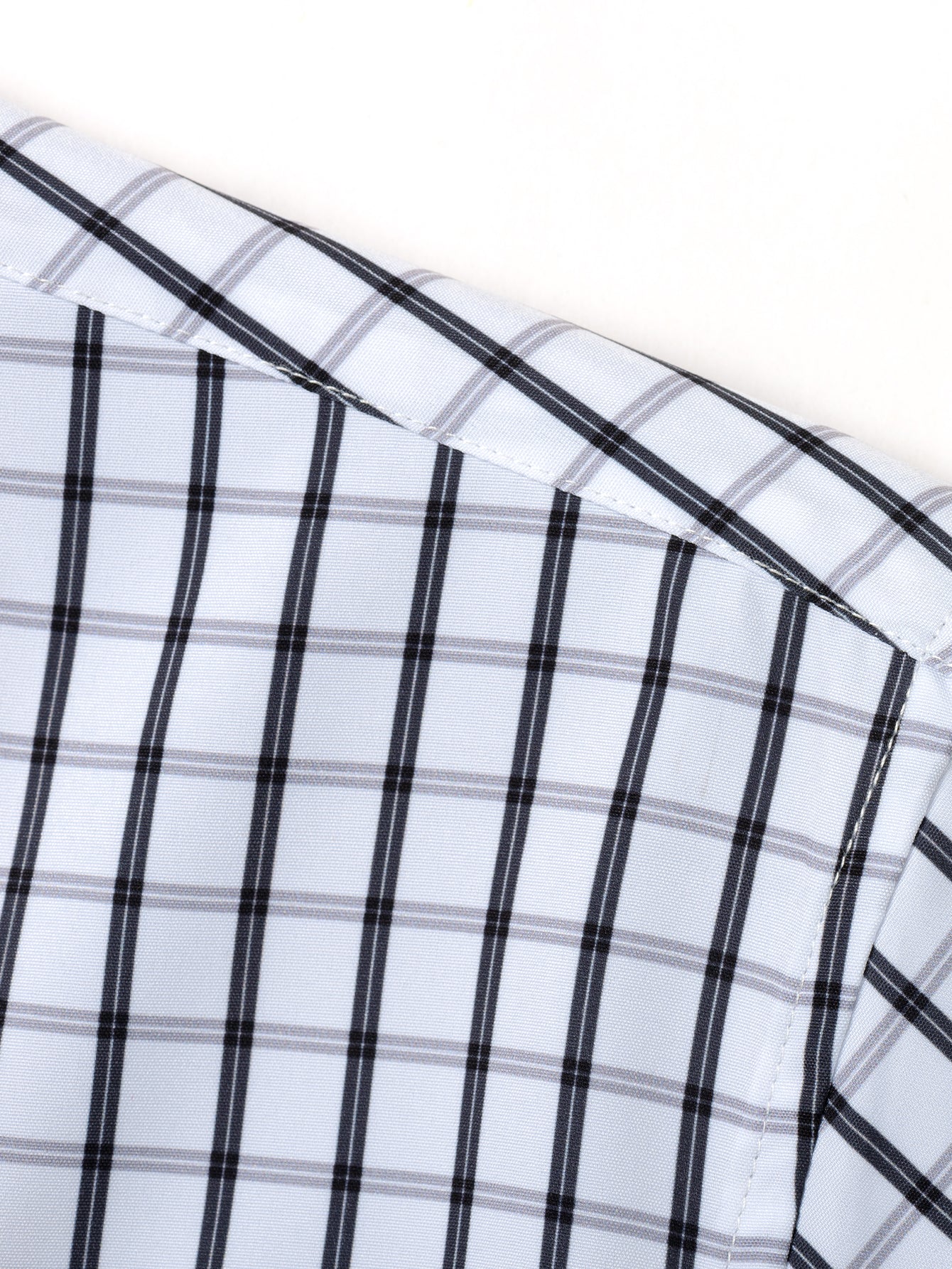 Long Sleeve Plaid Button Up Shirt & Elastic Waist Straight Leg Trousers