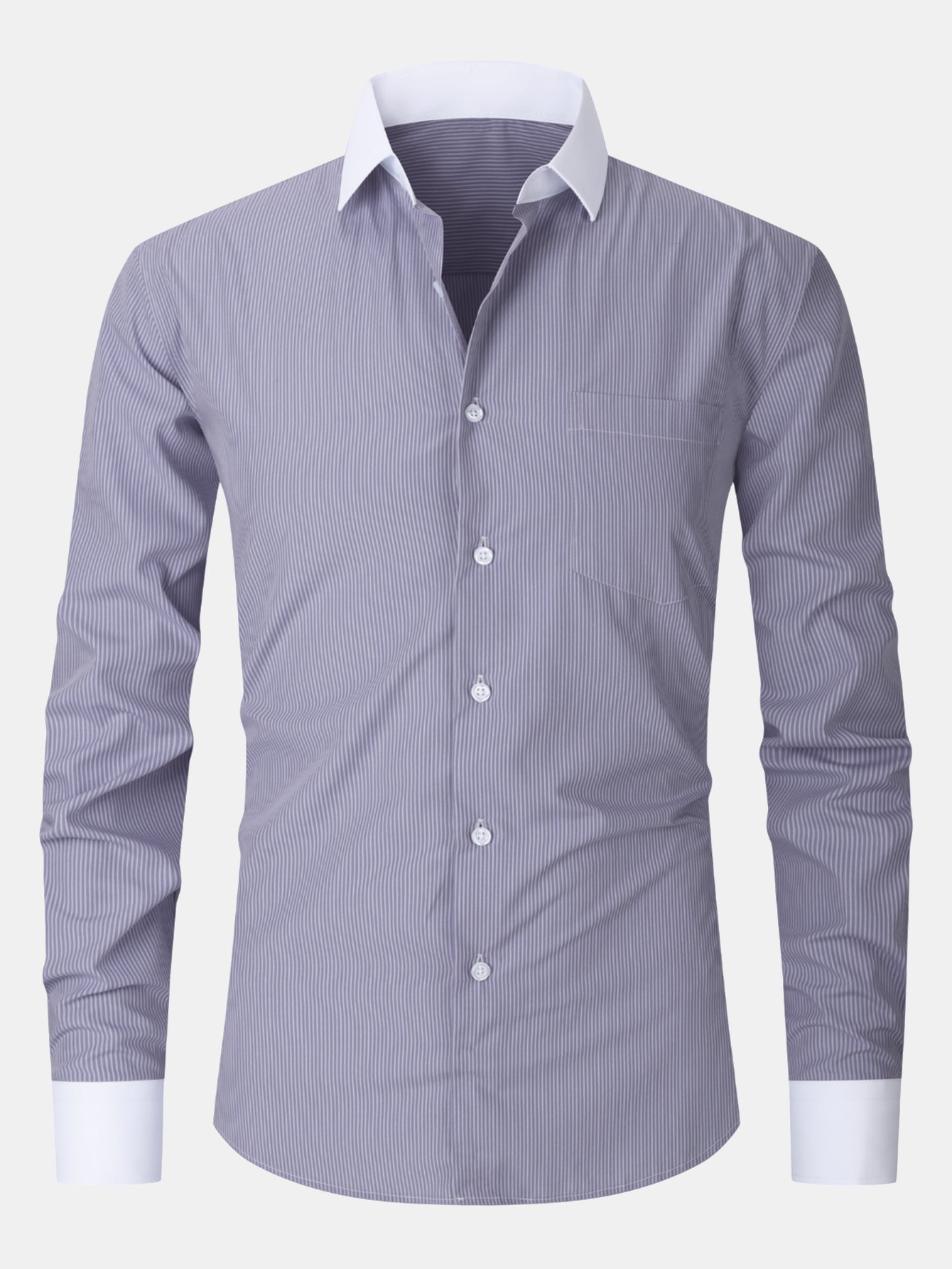 Stripe Contrast Collar Dress Shirt