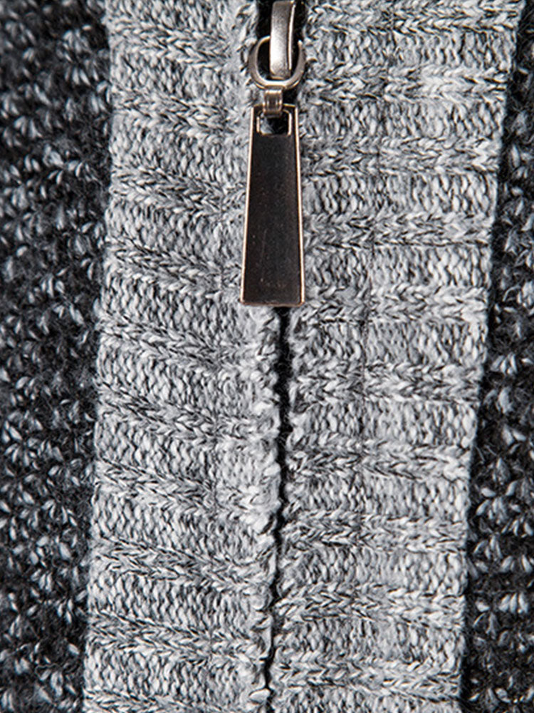 Zip Up Faux Suede Patchwork Jumper