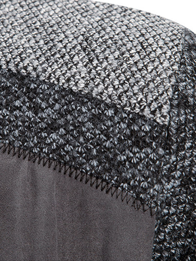 Zip Up Faux Suede Patchwork Jumper