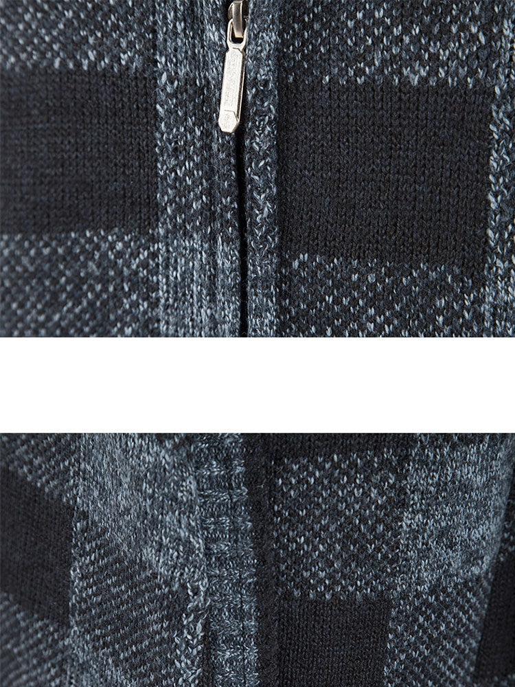 Plaid Zip Up Hooded Jumper