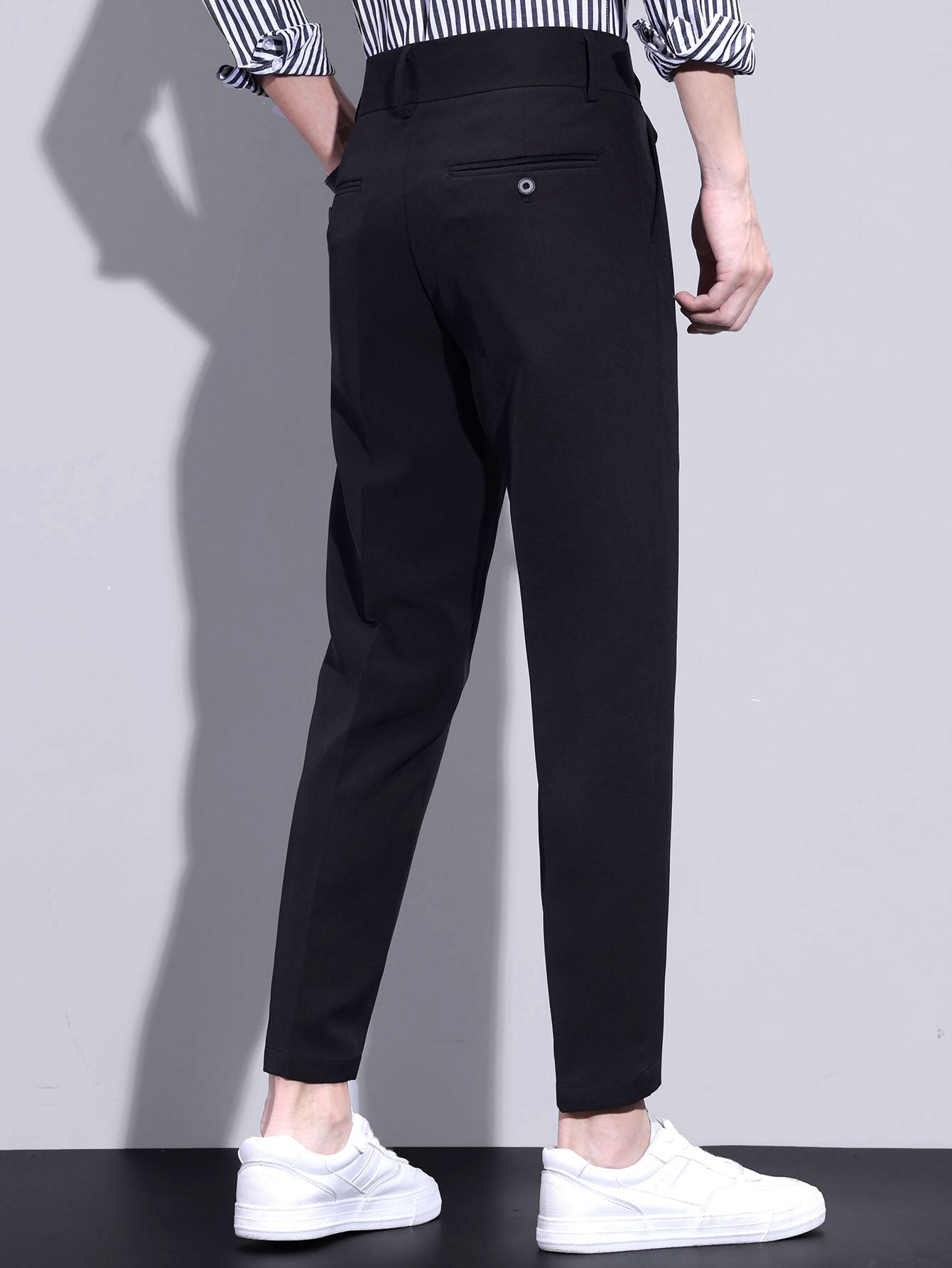Slim Fit Tapered Cropped Trousers