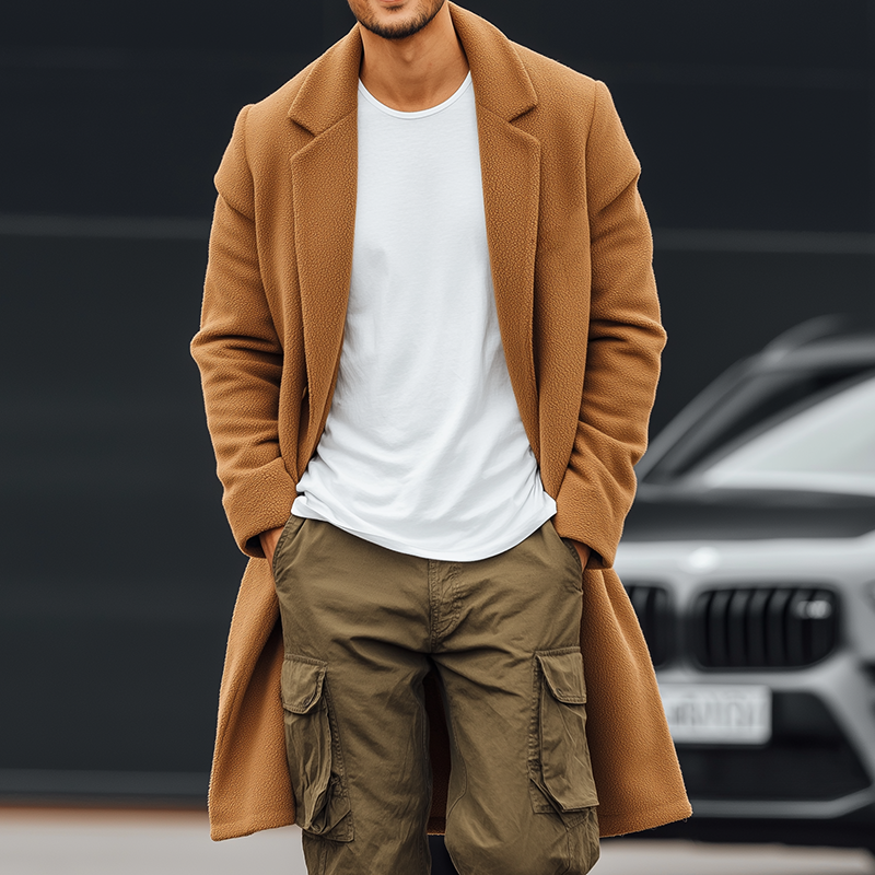 Men's Retro Casual Street Style Warm Plush Long Coat MTA1669I2TO