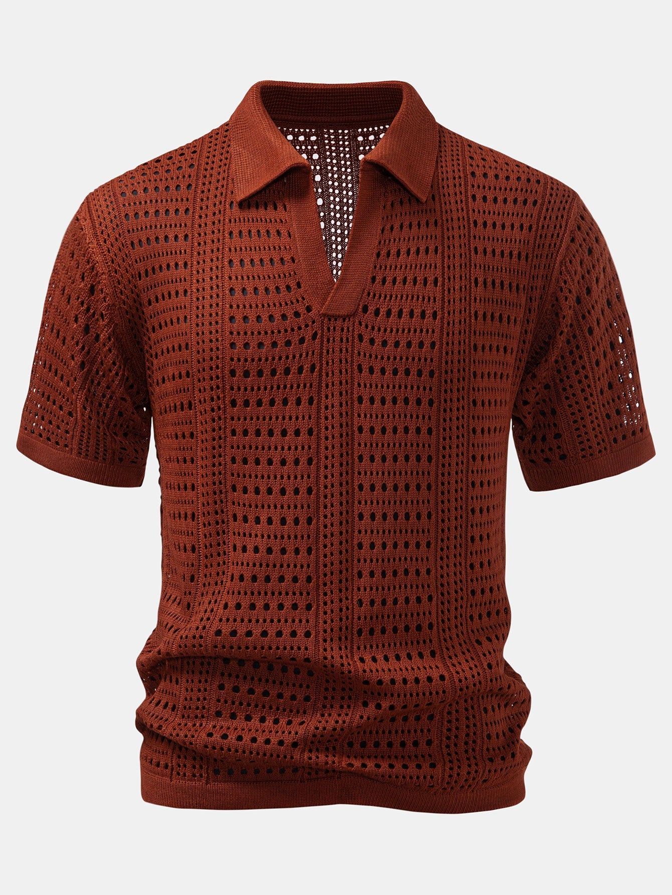Crochet  V Neck Polo Shirt