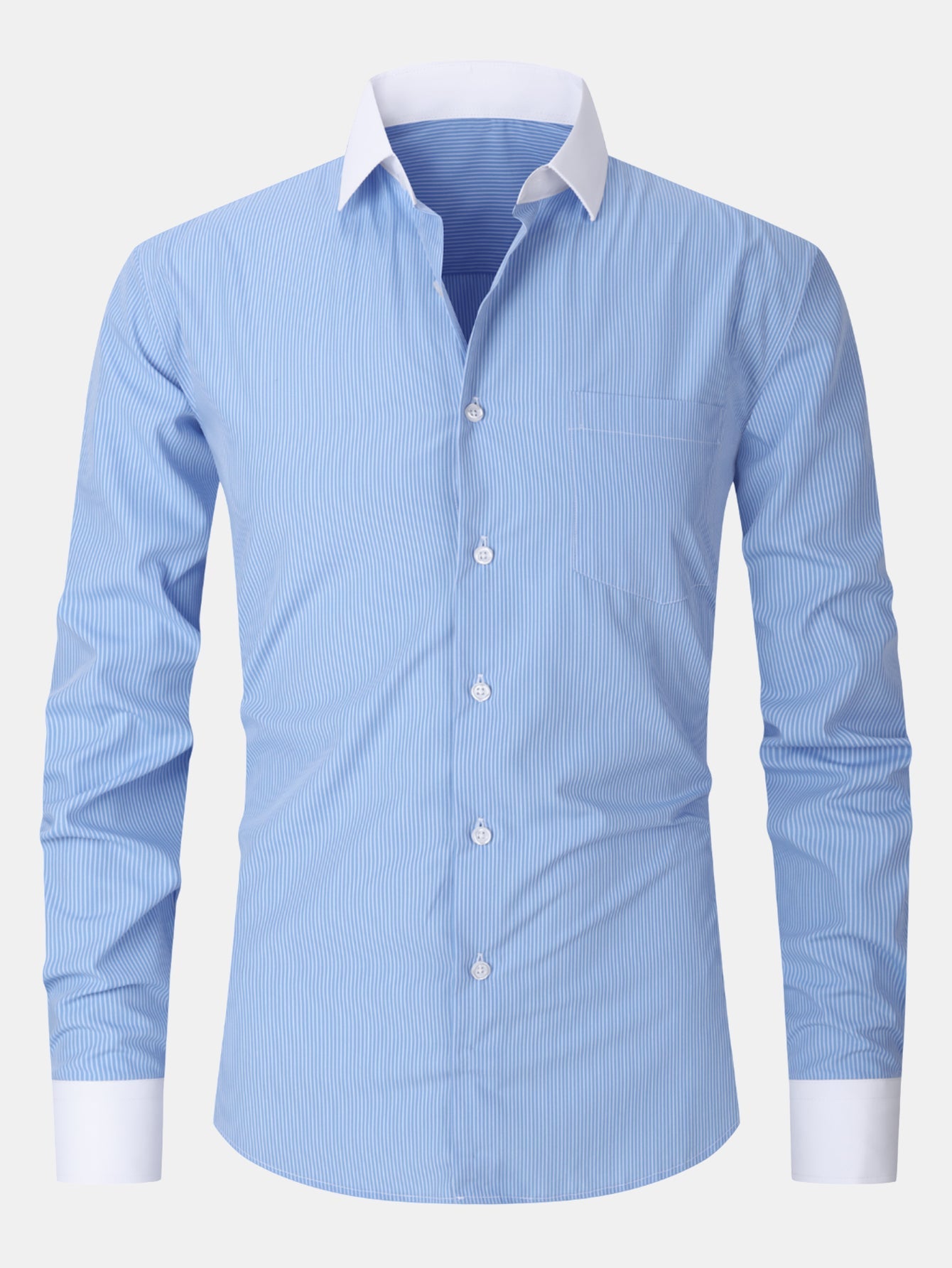 Stripe Contrast Collar Dress Shirt