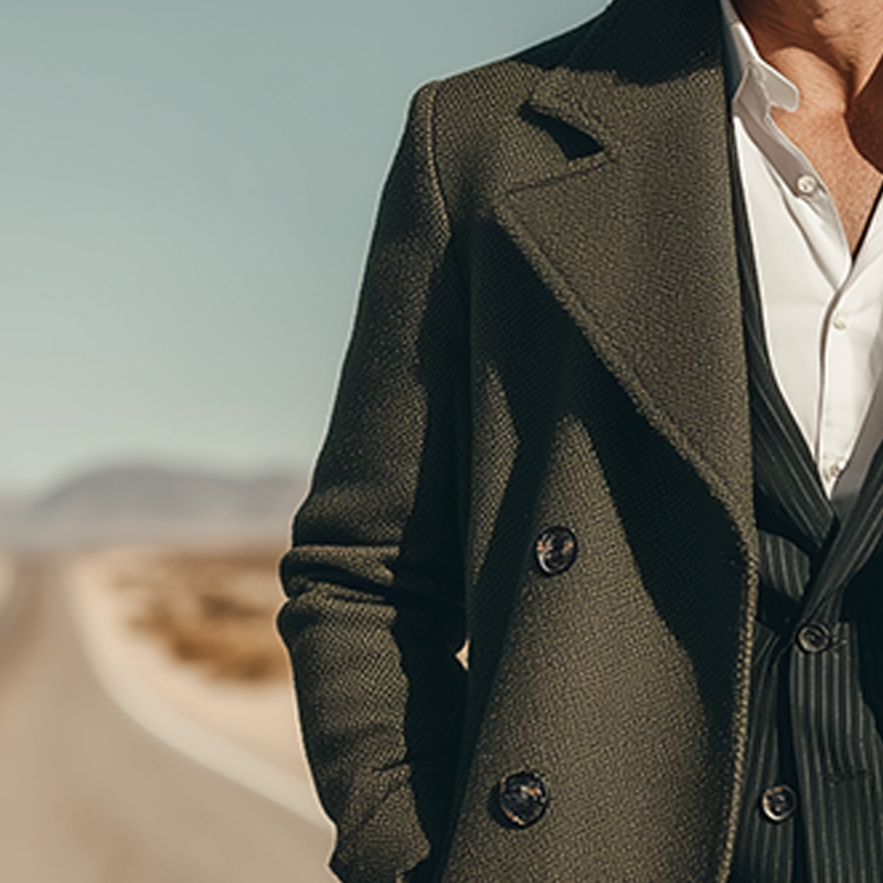 Men's Retro Solid Color Faux Wool Long Warm Coat MTA1174I1P