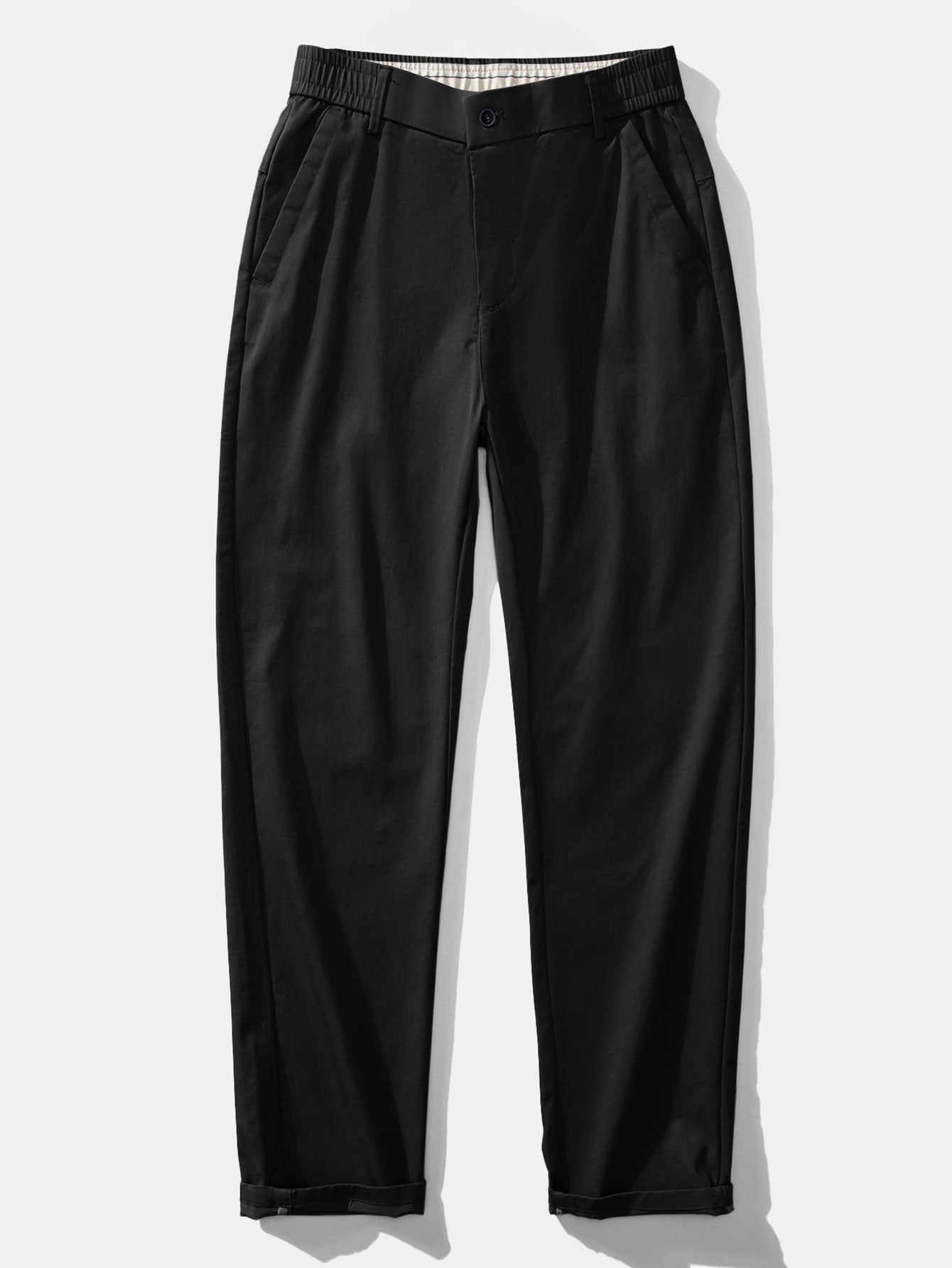 Elastic Waist Straight Leg Trousers