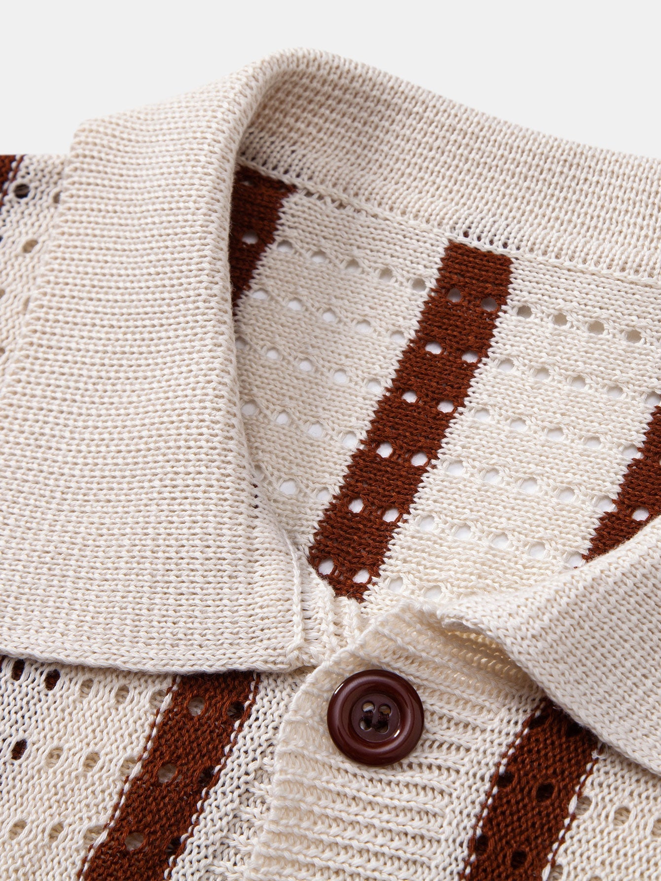 Stripe Eyelet Knitted Shirt