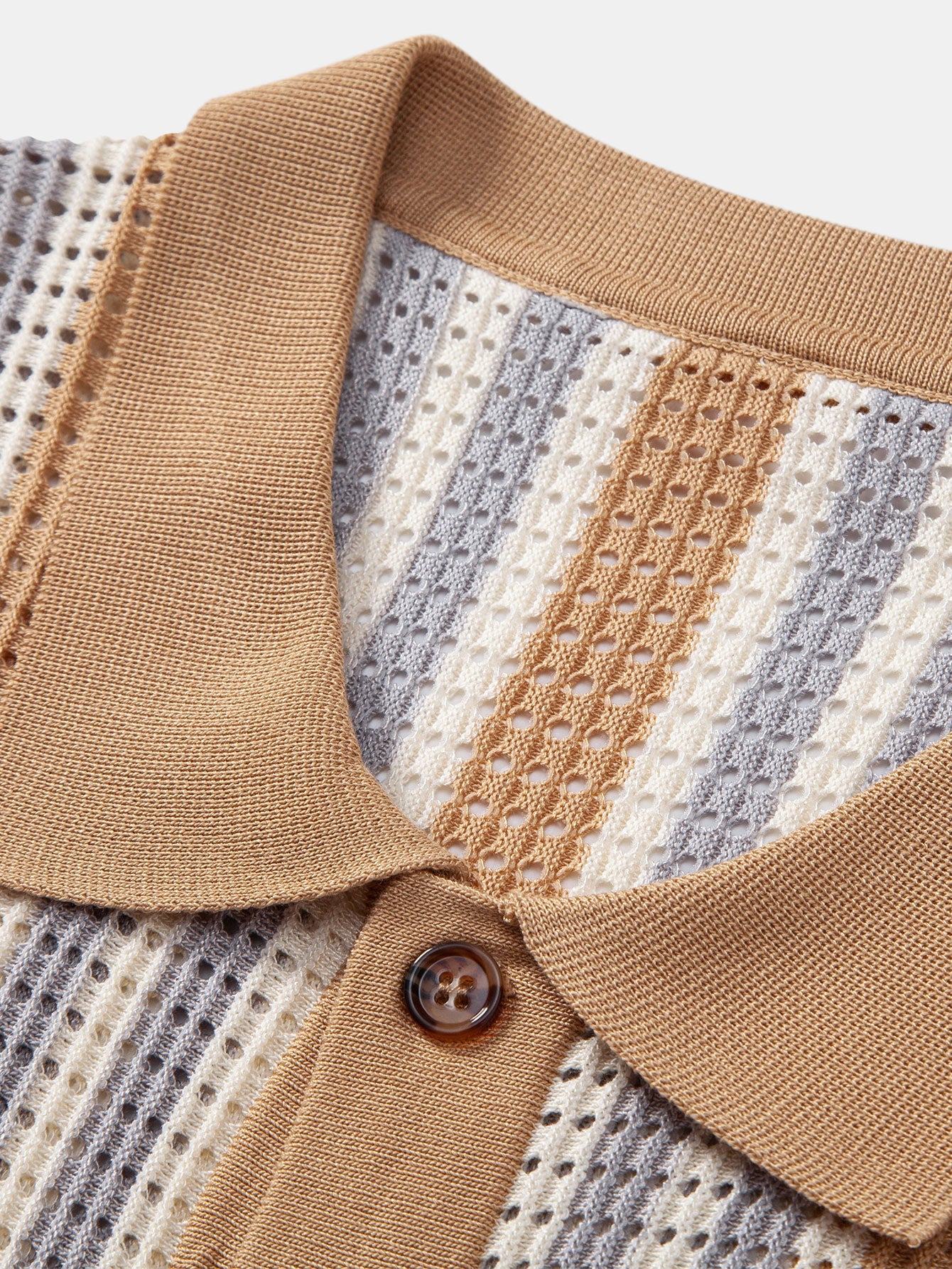 Stripe Eyelet Crochet Shirt