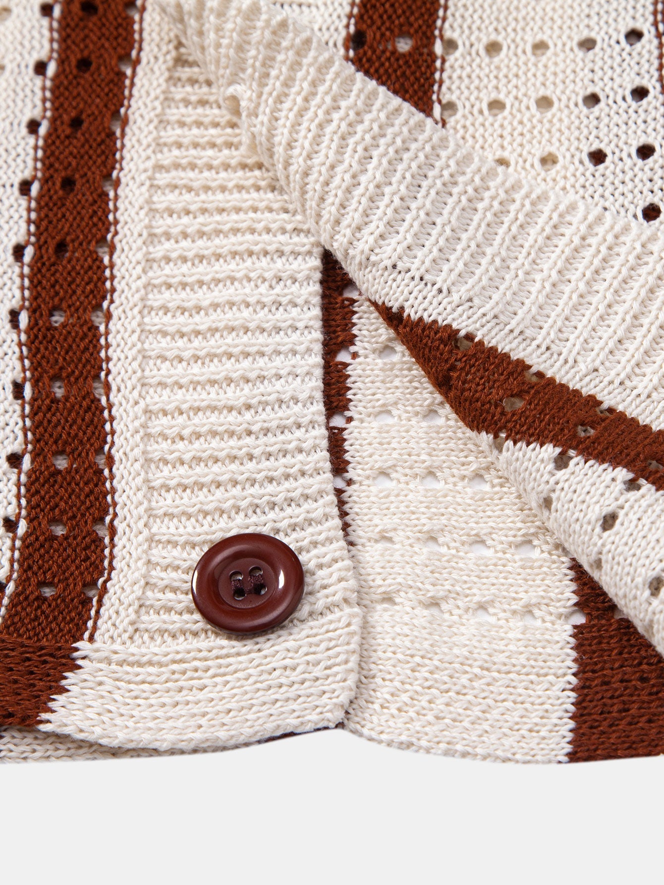 Stripe Eyelet Knitted Shirt