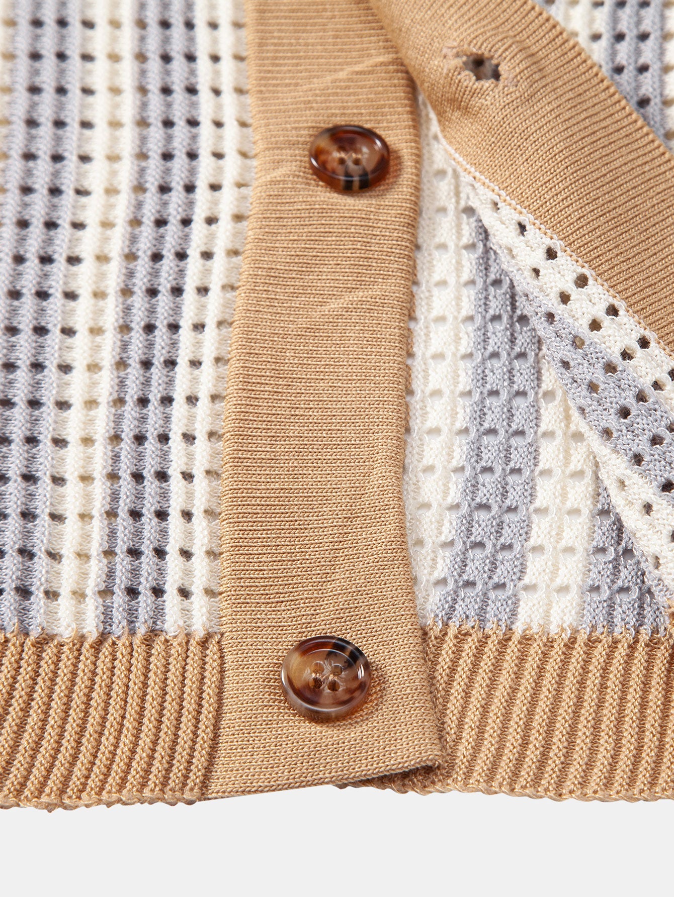 Stripe Eyelet Crochet Shirt