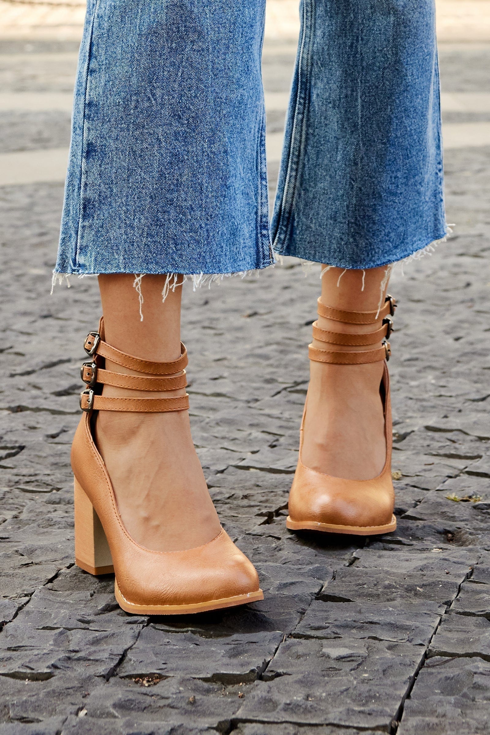 Jadara Triple Buckle Heels