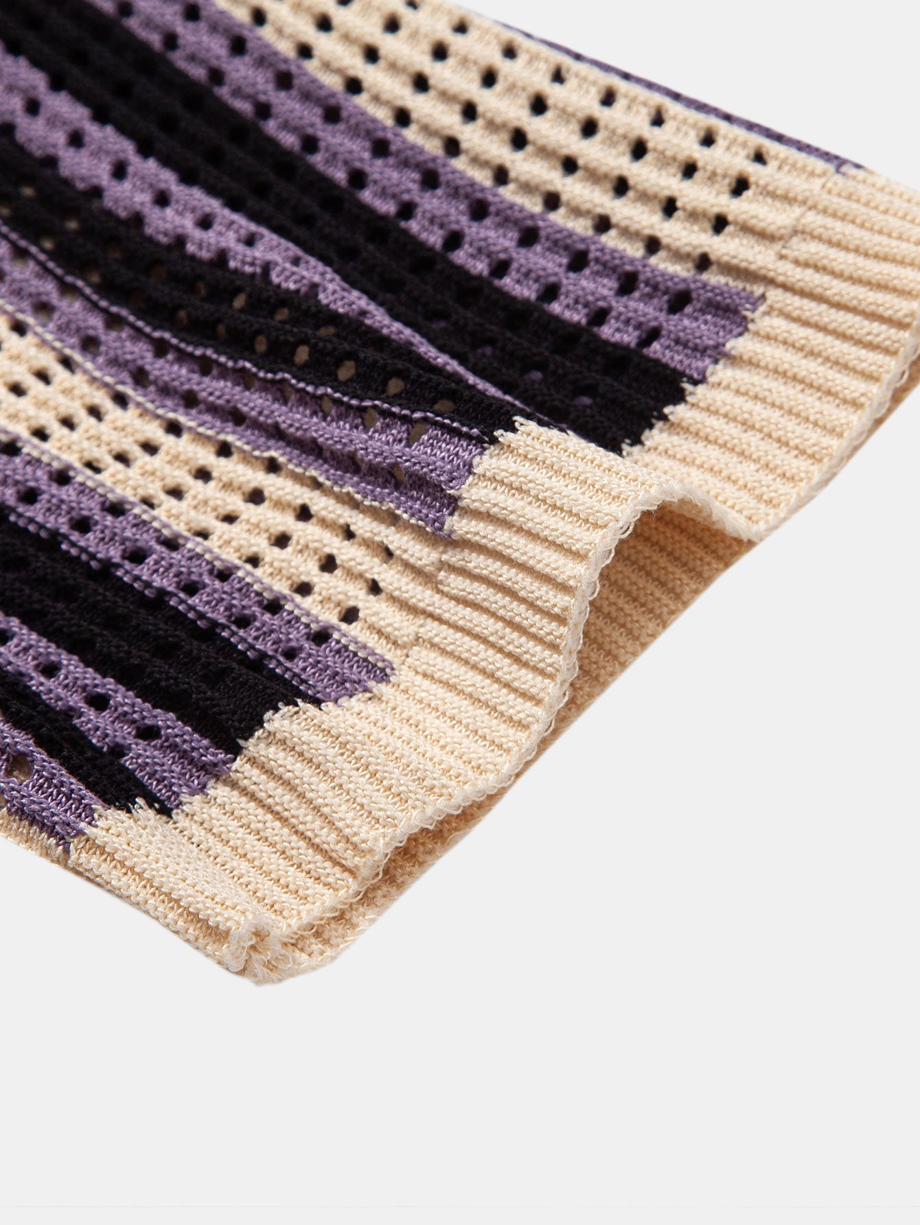 Stripe Eyelet Crochet Shirt