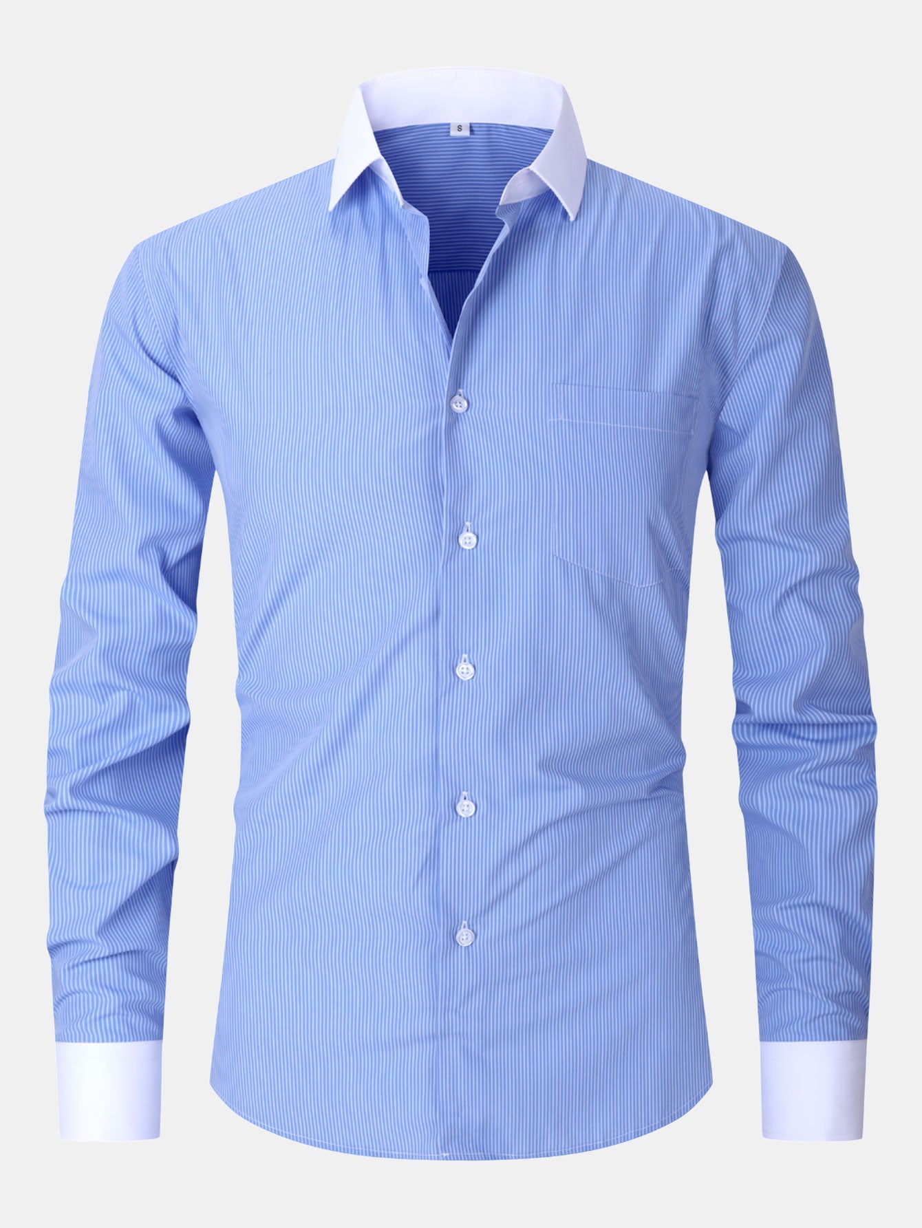 Stripe Contrast Collar Dress Shirt