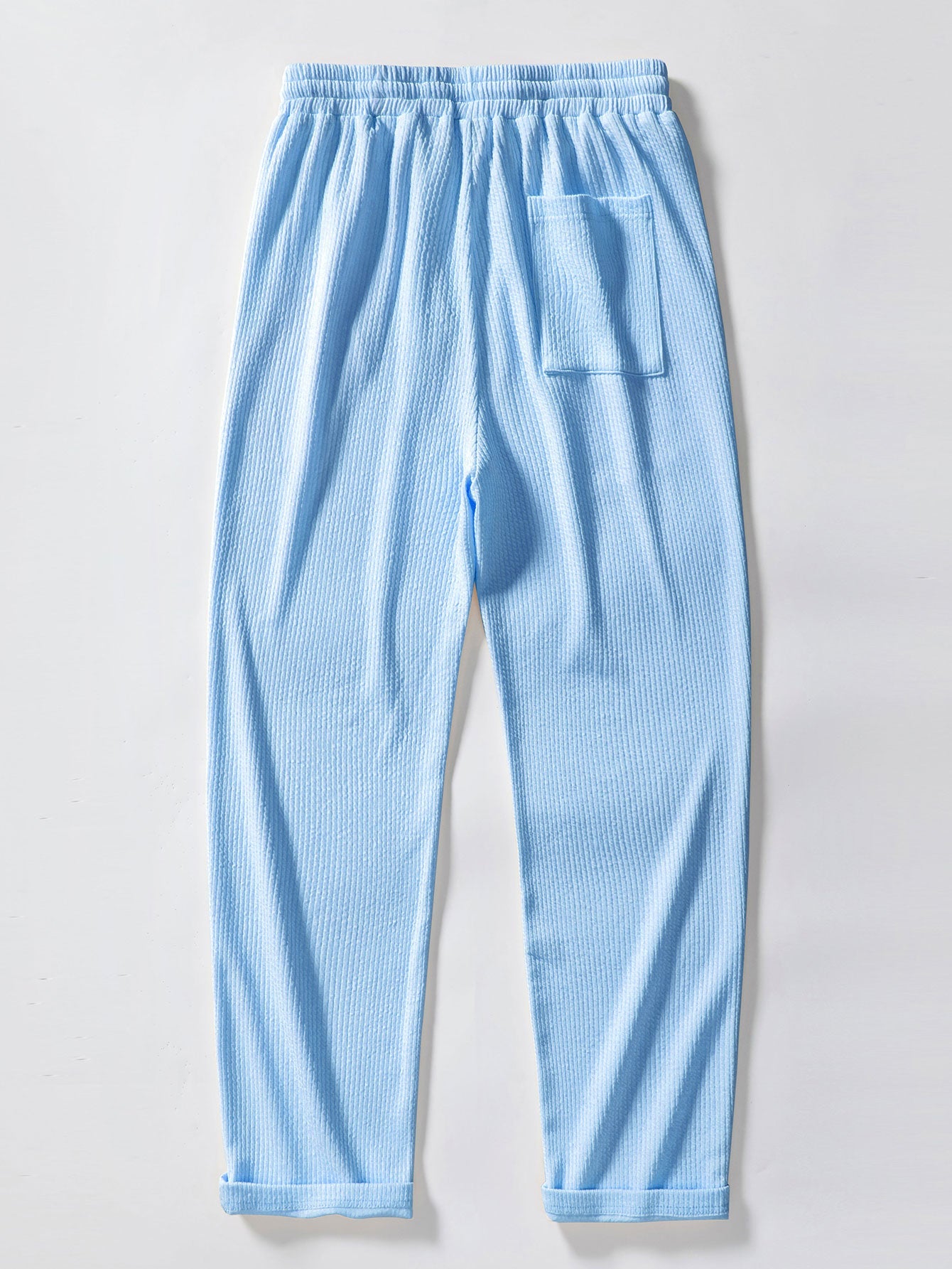 Long Sleeve Muscle Fit Ribbed Button Up Shirt & Straight Leg Ribbed Pants