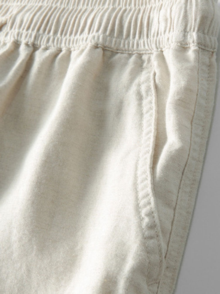 Short Sleeve Knitted Waffle Cuban Shirt & Straight Leg Linen Pants
