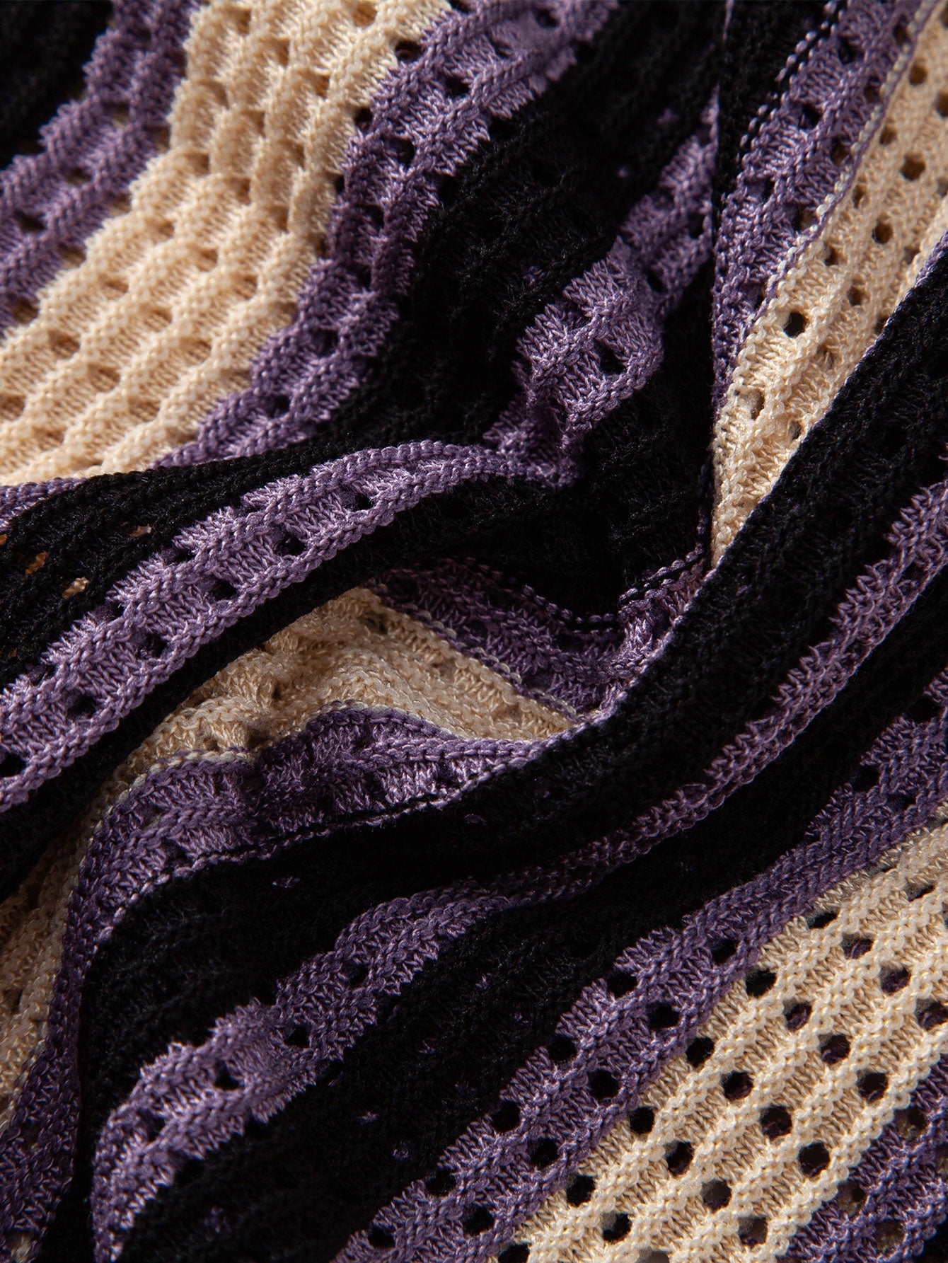 Stripe Eyelet Crochet Shirt