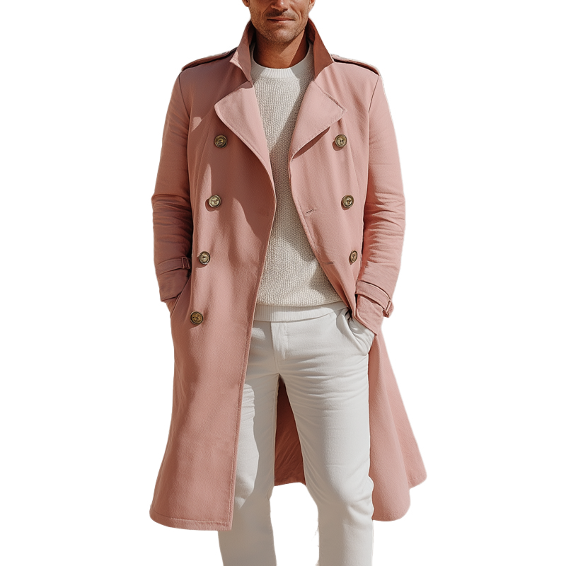 Men's Classic Double-breasted Notched Collar Trench Coat MTA1701I8U