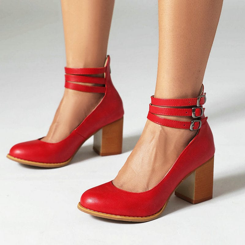 Jadara Triple Buckle Heels