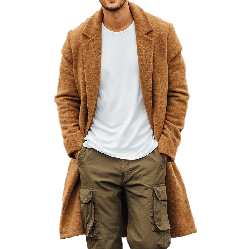 Men's Retro Casual Street Style Warm Plush Long Coat MTA1669I2TO