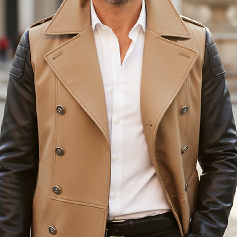 Men's Classic Patchwork Fabric  Double-breasted Coat MTA1931I2U