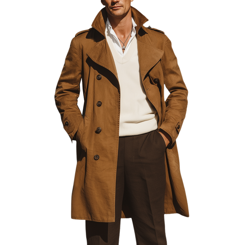 Men's Classic Vintage Double-Breasted Trench Coat MTA1394I8U