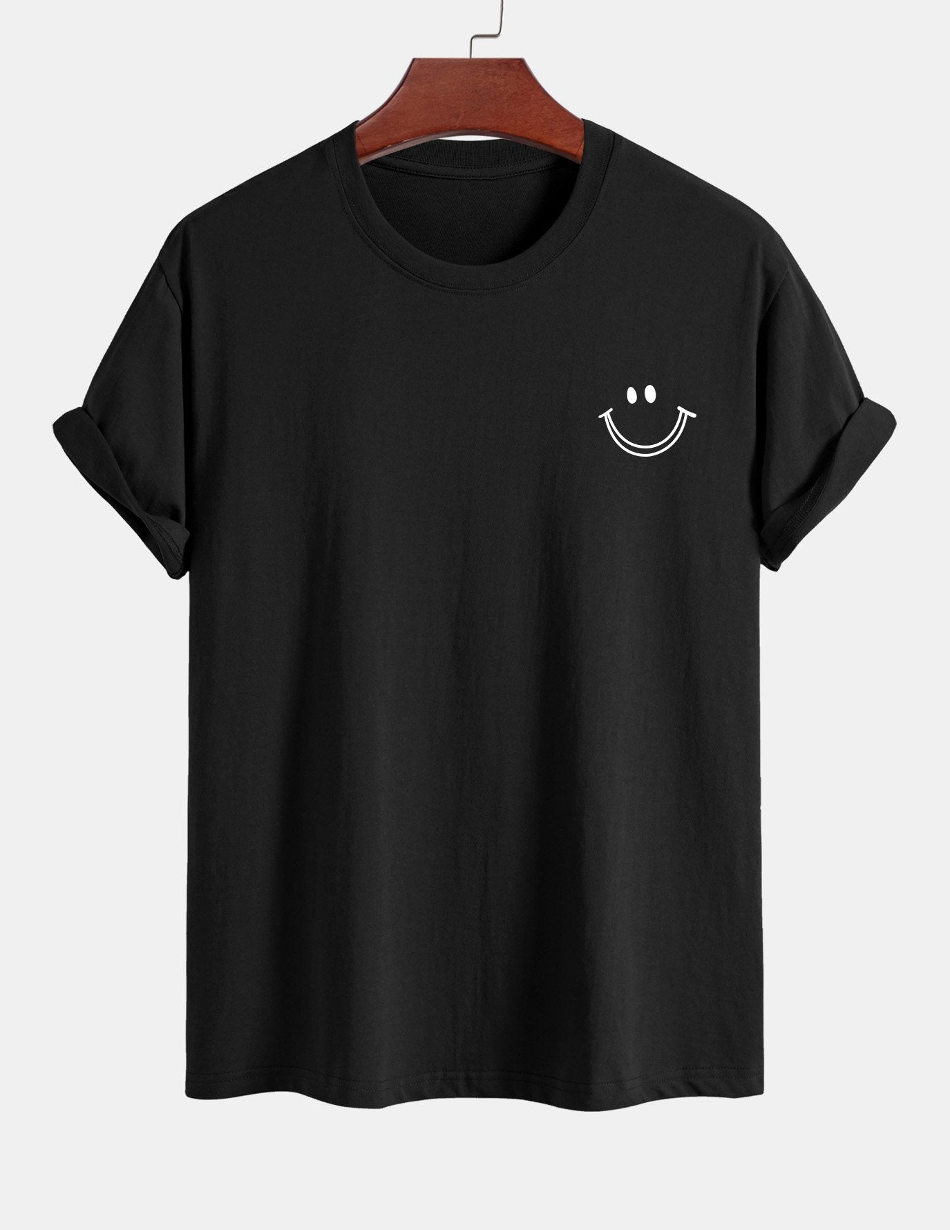 Regular Fit Smiley Face Print Cotton T-Shirt