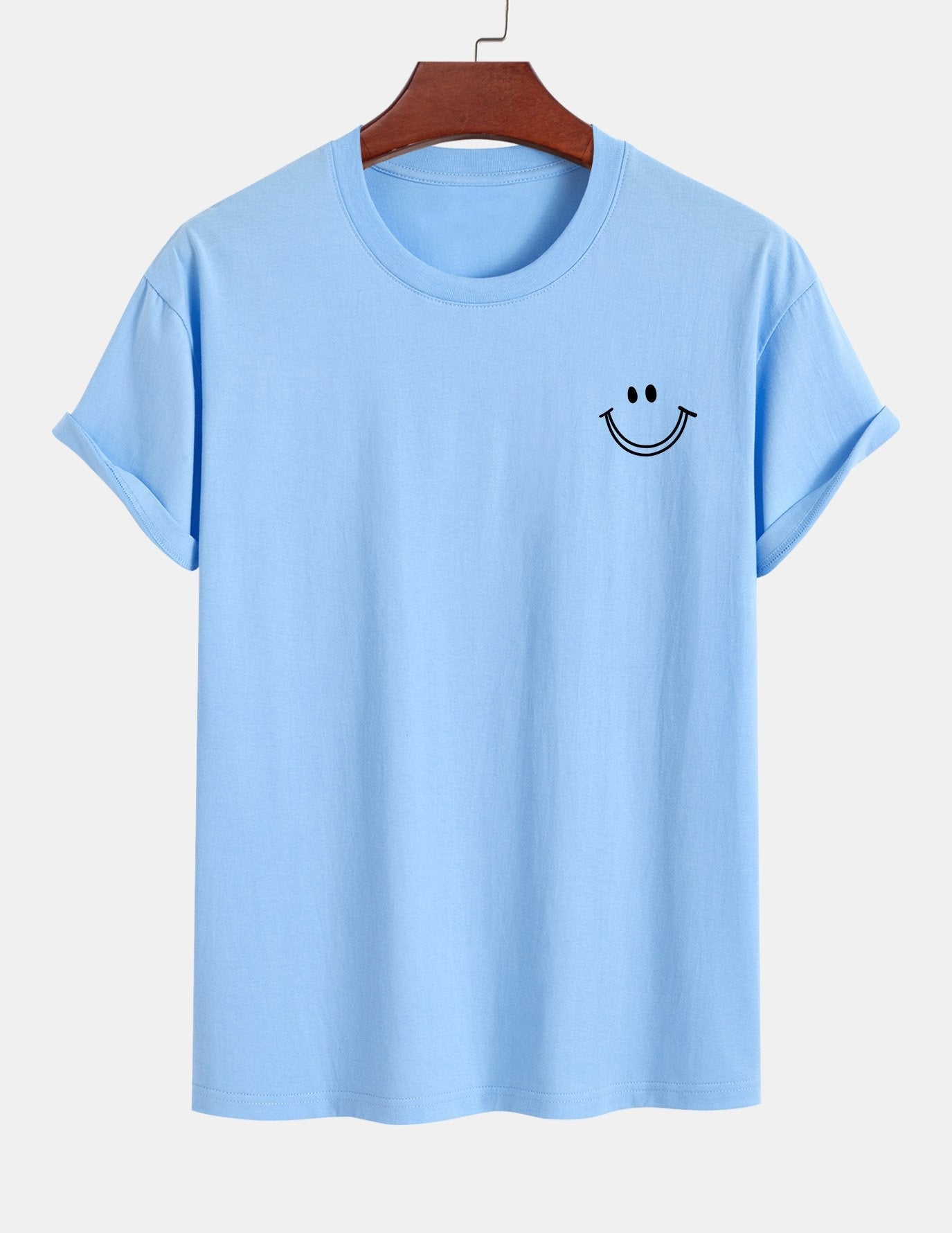Regular Fit Smiley Face Print Cotton T-Shirt