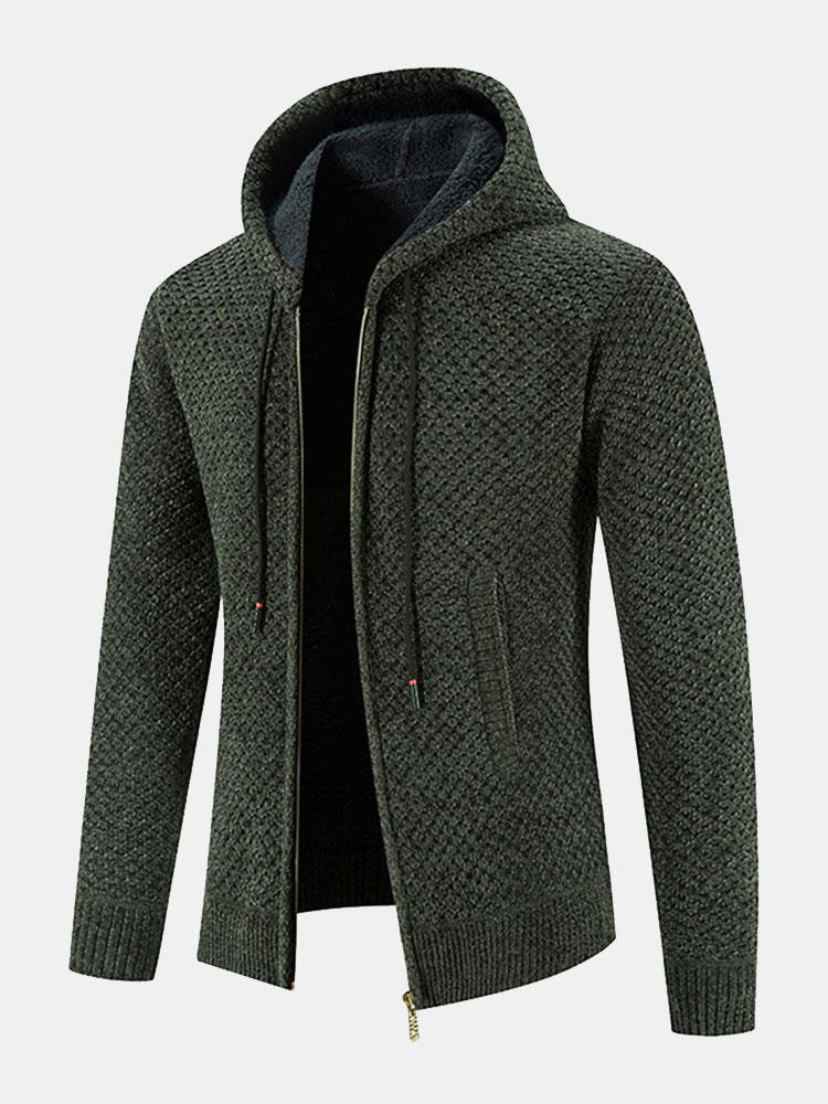 Teddy Lined Textured Hooded Jumper