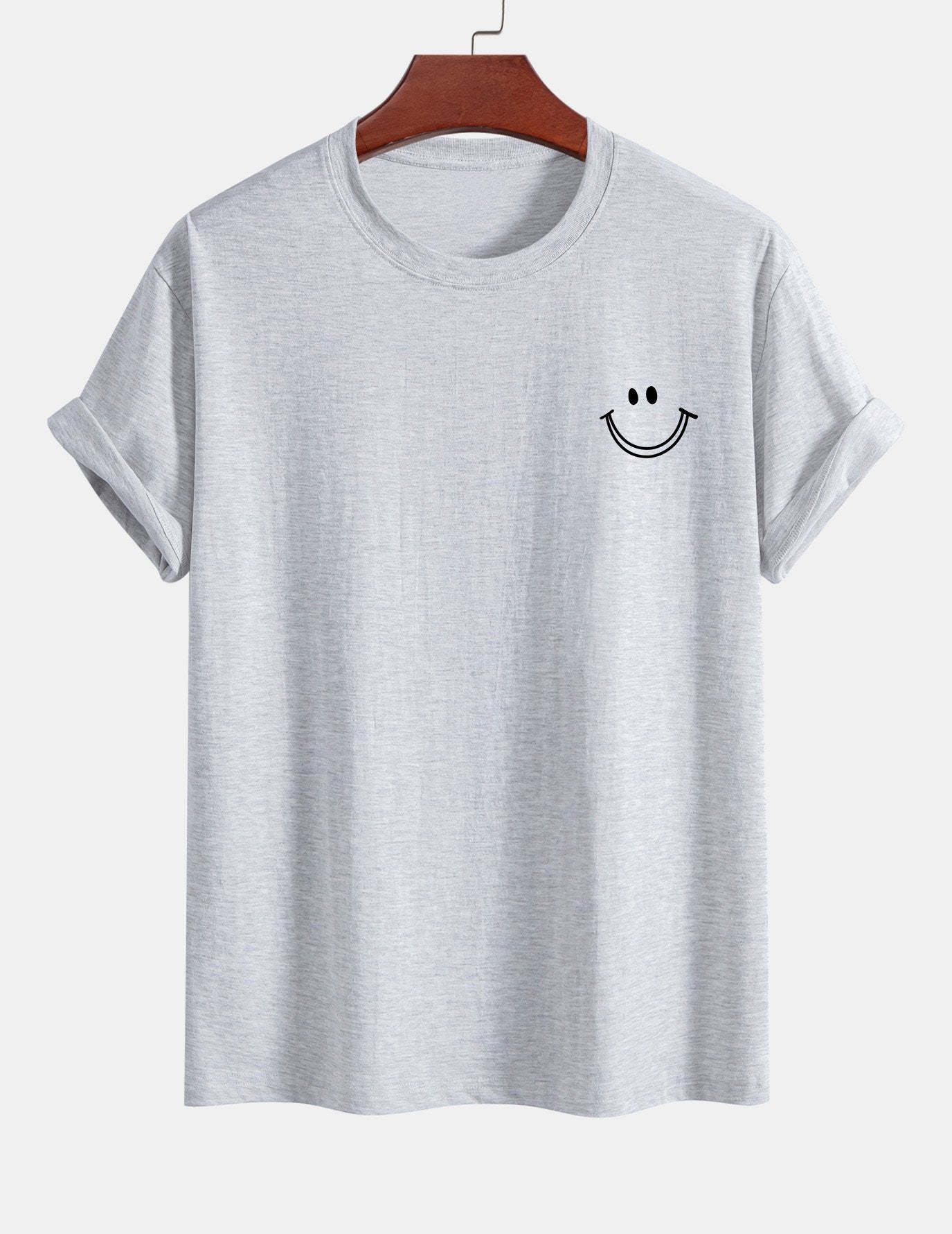 Regular Fit Smiley Face Print Cotton T-Shirt