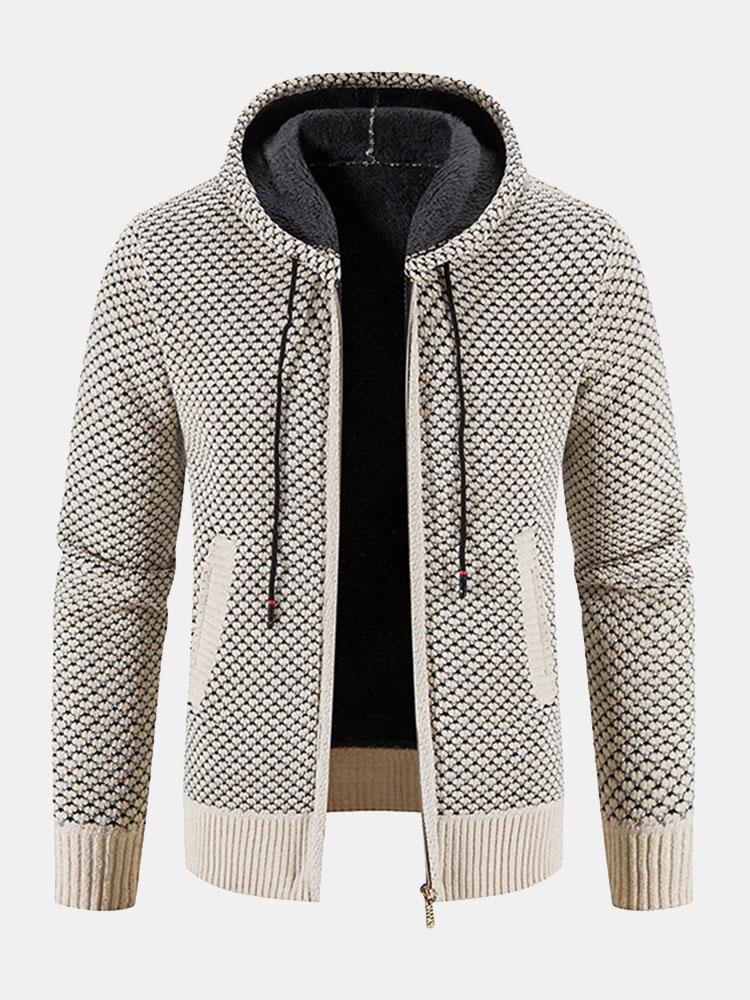 Teddy Lined Textured Hooded Jumper