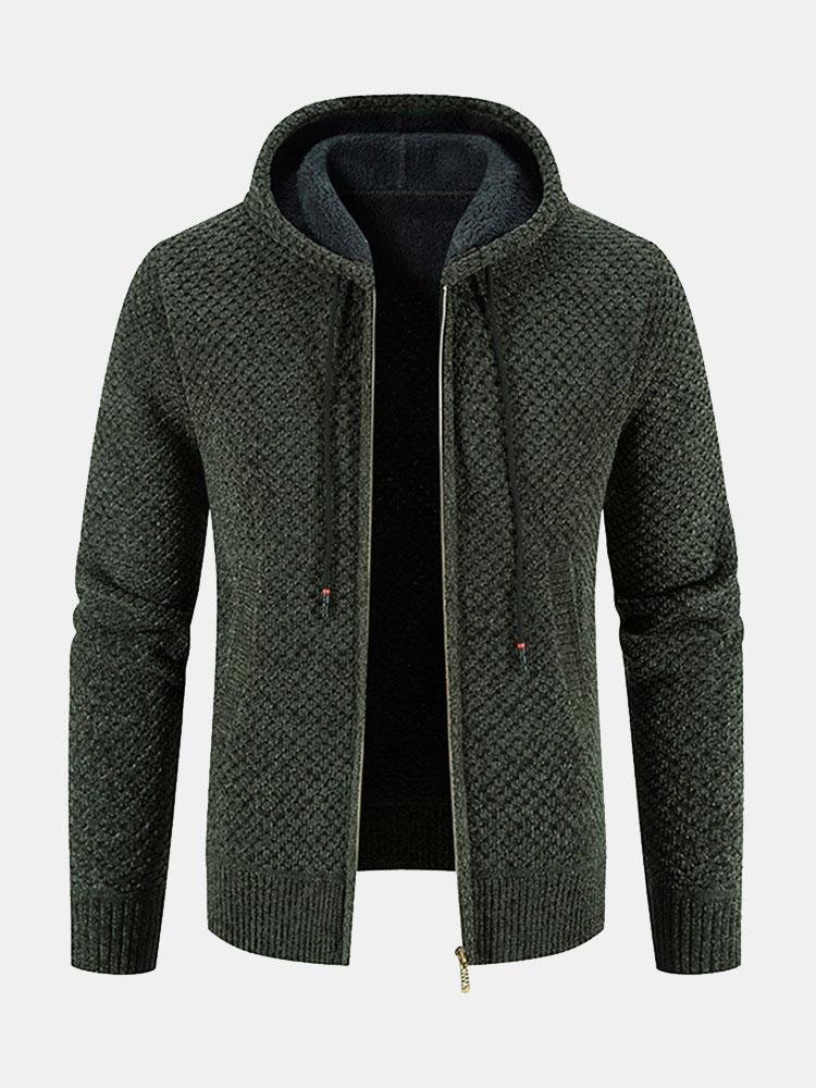 Teddy Lined Textured Hooded Jumper