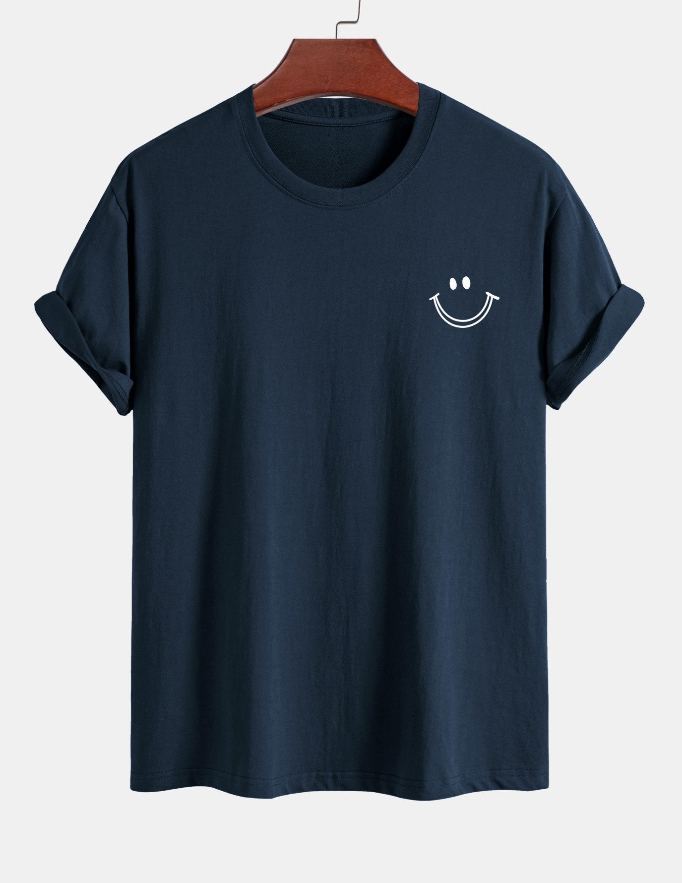 Regular Fit Smiley Face Print Cotton T-Shirt