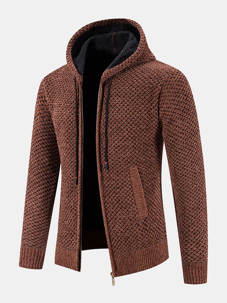 Teddy Lined Textured Hooded Jumper