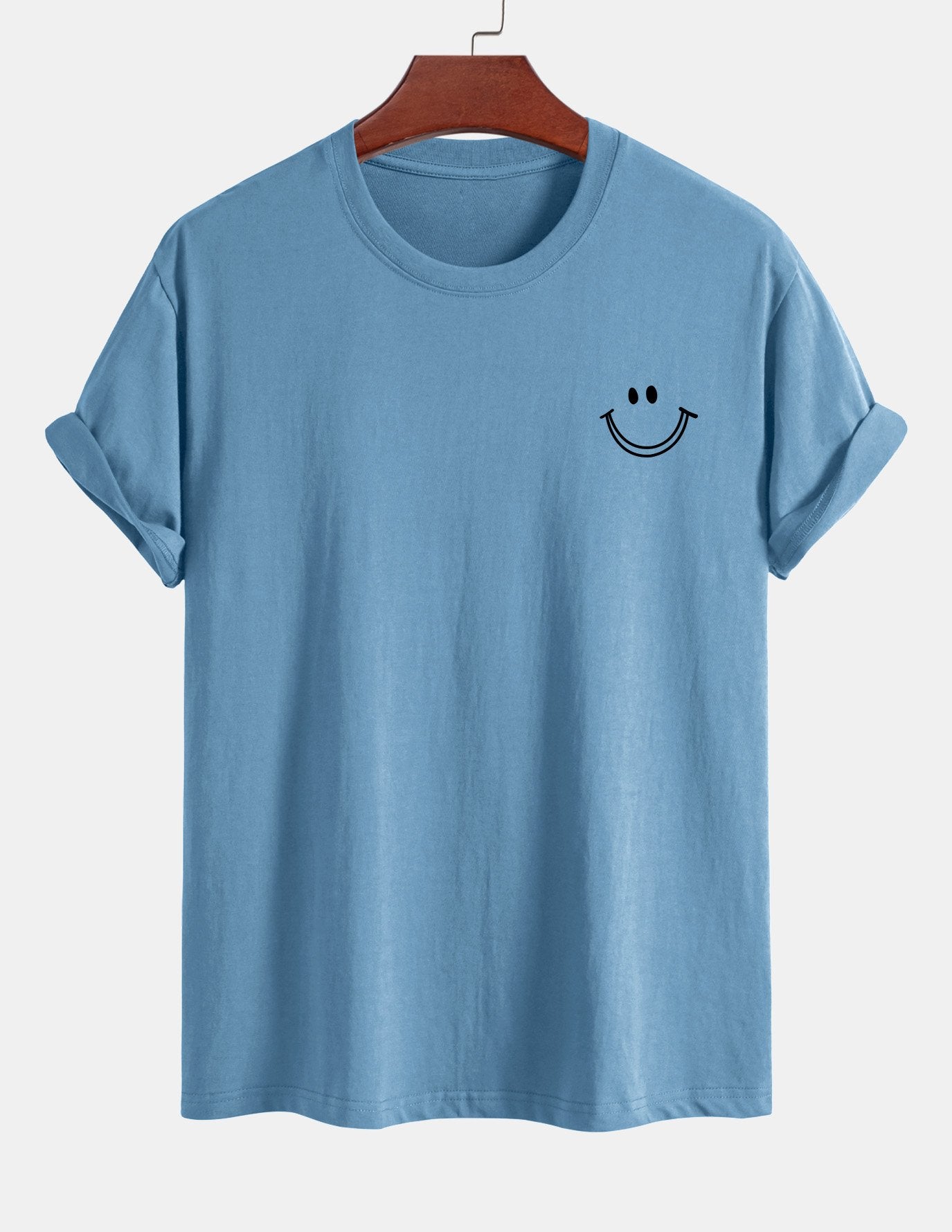 Regular Fit Smiley Face Print Cotton T-Shirt