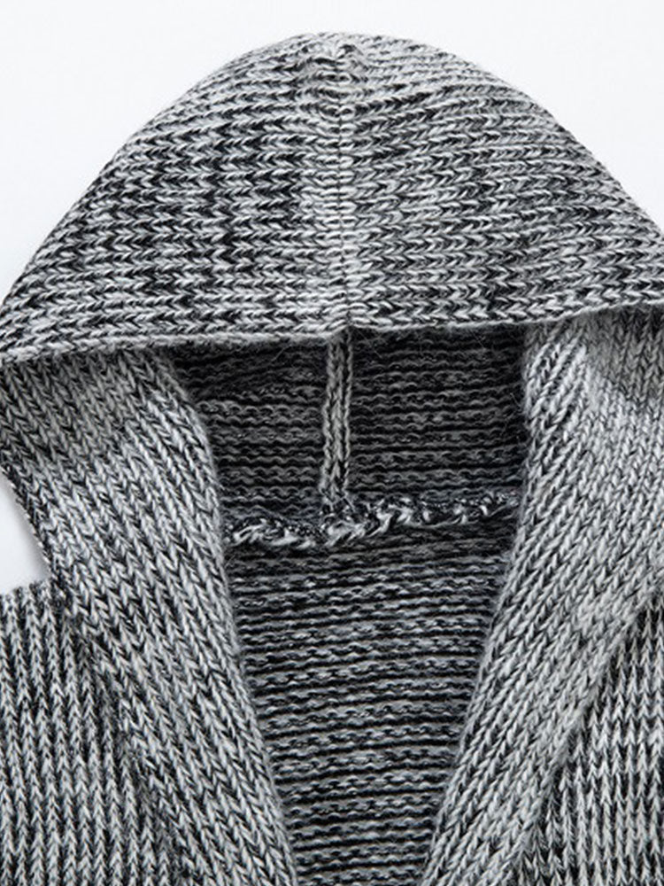 Long Line Knitted Hooded Cardigan