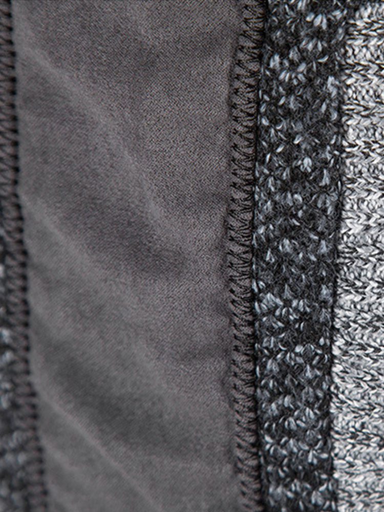 Zip Up Faux Suede Patchwork Jumper