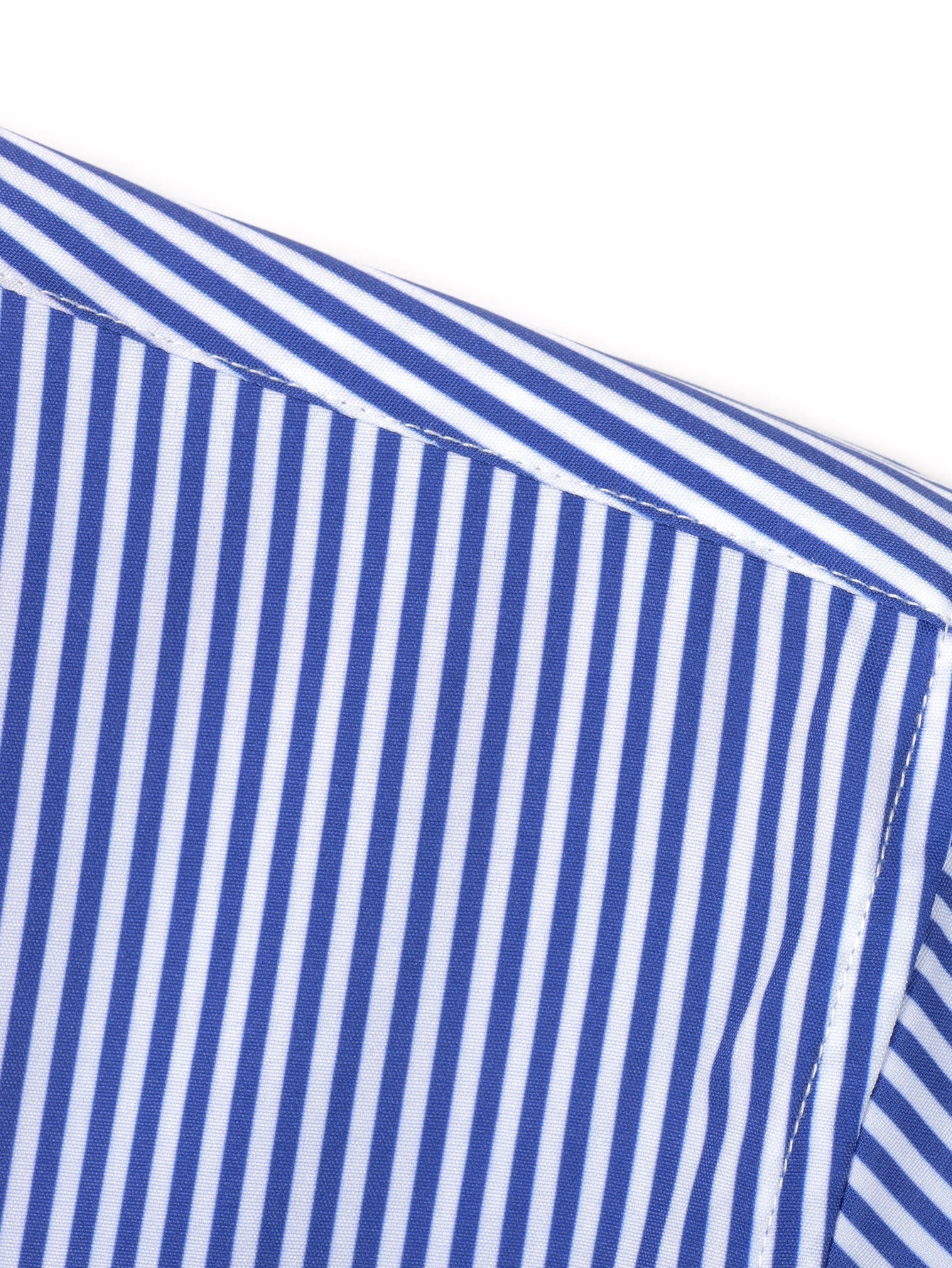 Long Sleeve Stripe Button Up Shirt & Elastic Waist Straight Leg Trousers