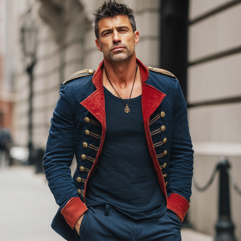 Men's Vintage Double-breasted Suede Colorblock Short Coat MTA3062H8U