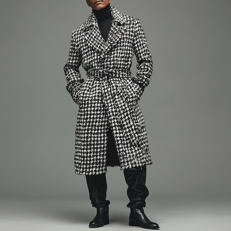 Men's Winter Fashion Warm Houndstooth Coat MTA2632H5P