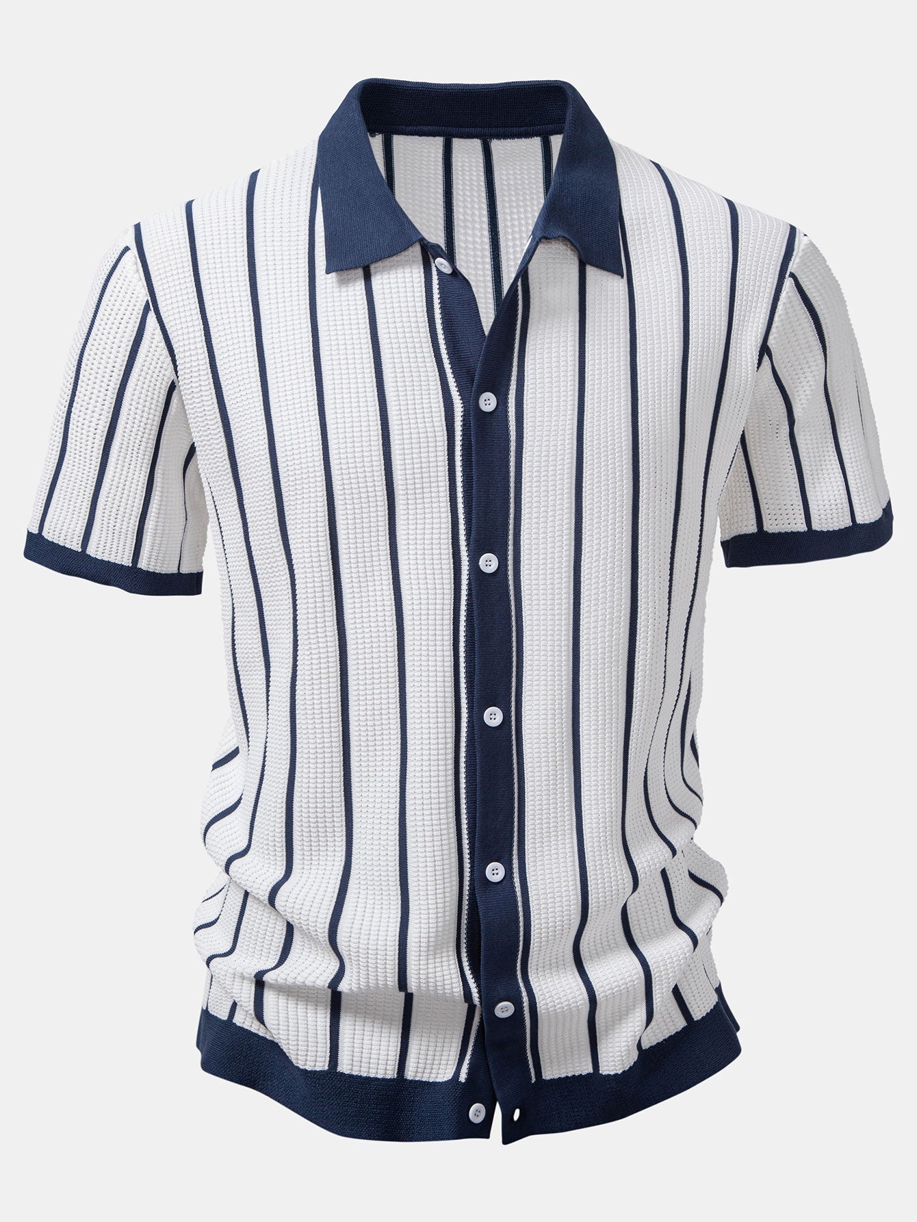 Stripe Knitted Button Up Shirt