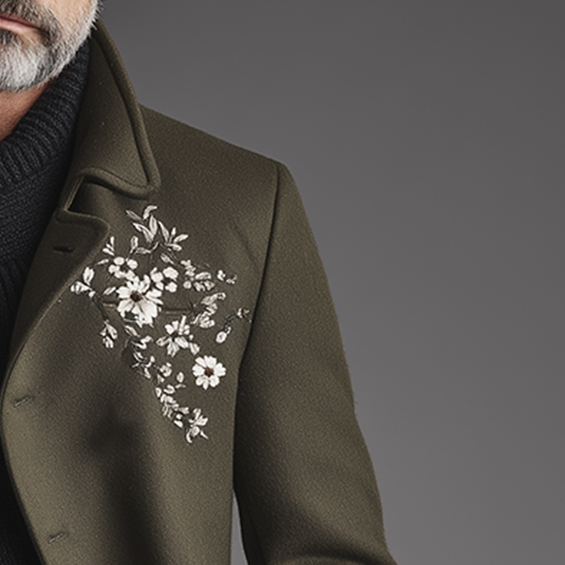 Men's Elegant Vintage Embroidered Faux Wool Short Coat Jacket MTA0276I5P