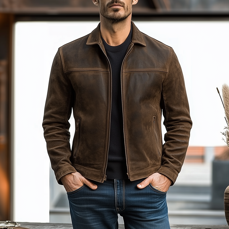 【24-hour shipping out】Mens Classic Fashion Zipper Leather Jacket 98679789U