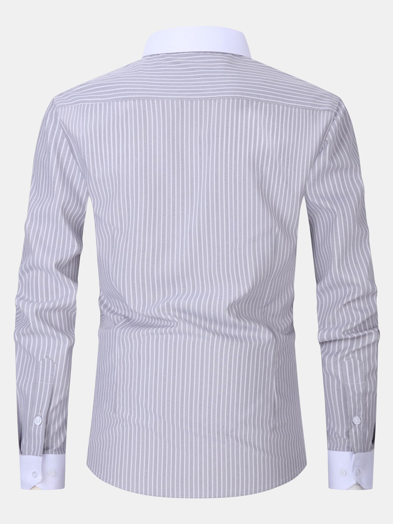 Contrast Collar Stripe Dress Shirt