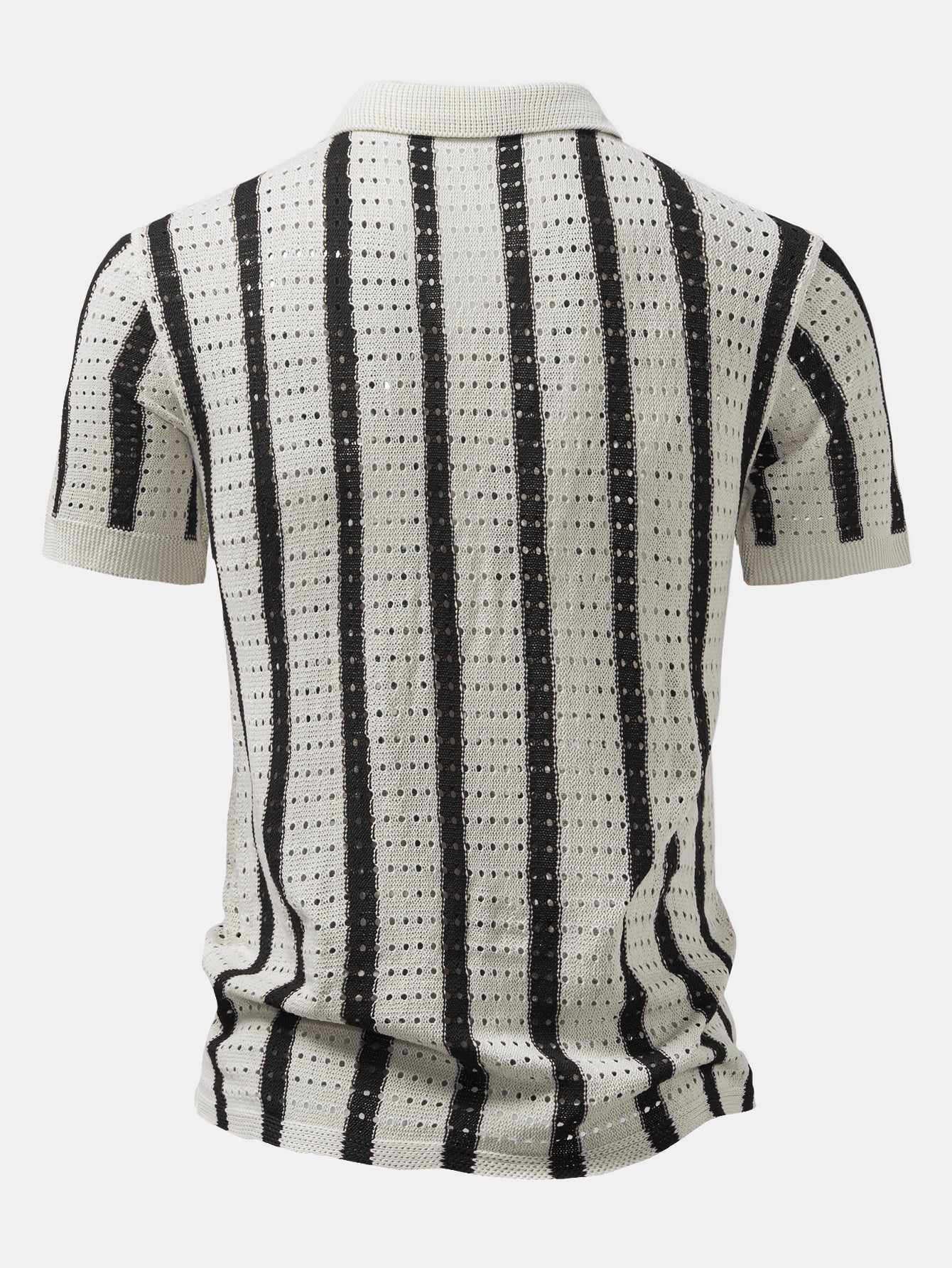 Stripe Eyelet Knitted Shirt