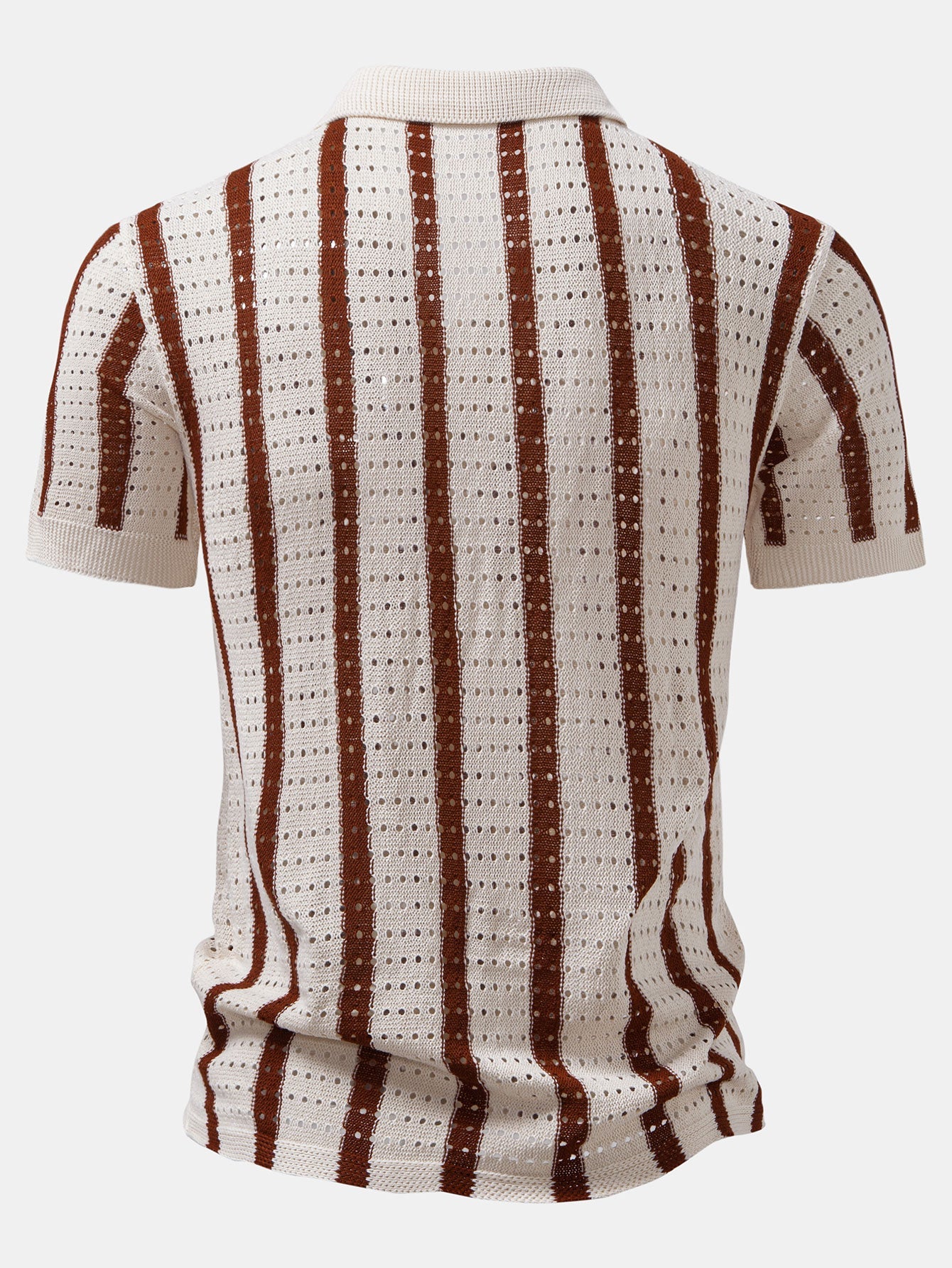 Stripe Eyelet Knitted Shirt