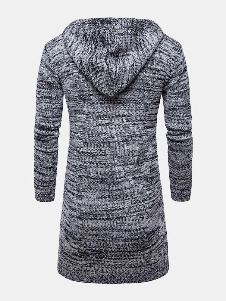 Long Line Hooded Knitted Cardigan