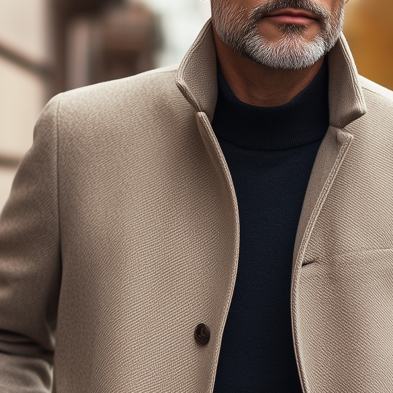 Men's Autumn And Winter Classic Stand Collar Twill Coat MTA0319I5U