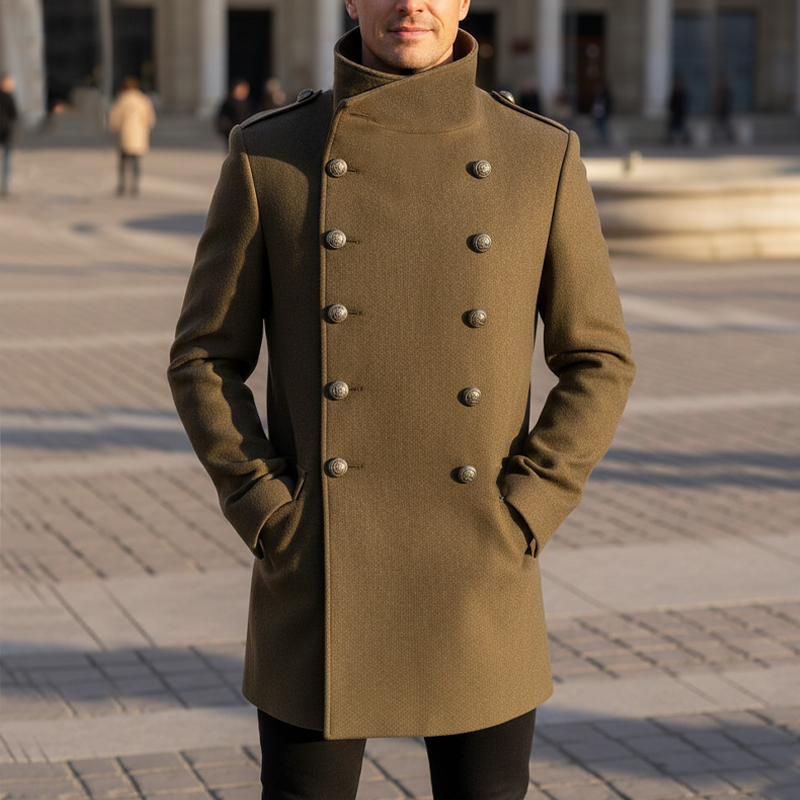 Men's Classic Stand-up Collar Double-breasted Coat MTA1935I2U