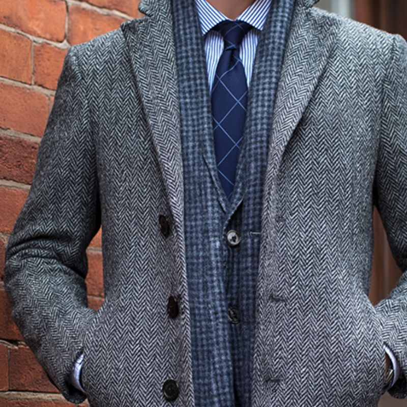 Men's Retro Casual Herringbone Mid-Length Coat MTA0946I6TO